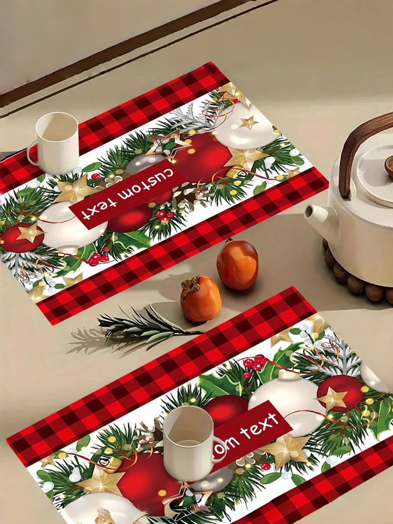 Personalized Christmas Plaid Placemats